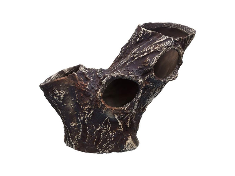 Plecoceramics Aquarium Cave - Ceramic Betta Fish Tank Decor - Natural Aquarium Decor - Large Reptile Hide - Fish cave Hideout - Snake Hide - Cave for Cichlids and plecos (Tree Trunk) - Image 1
